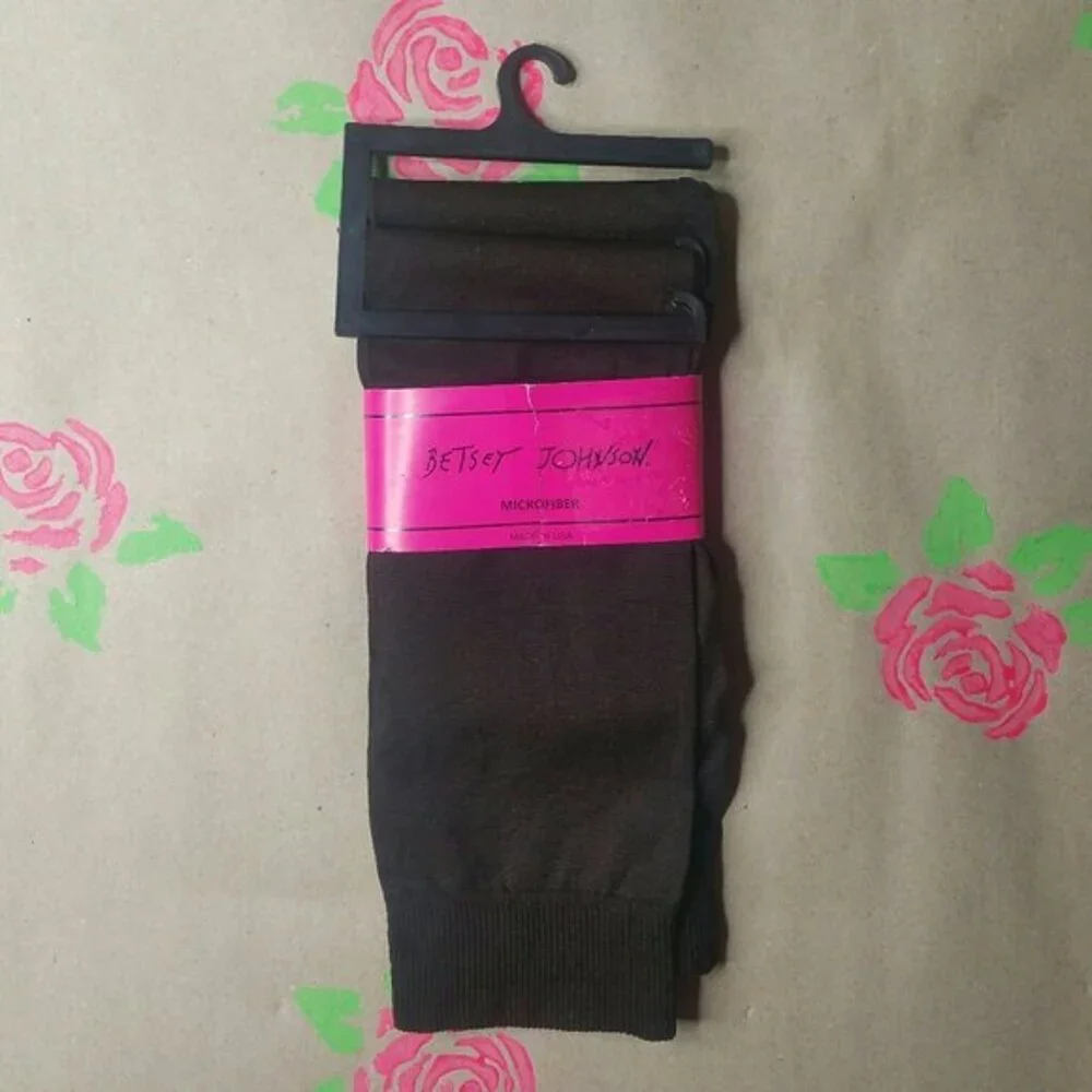 NEW Betsey Johnson Microfiber Brown Trouser Socks